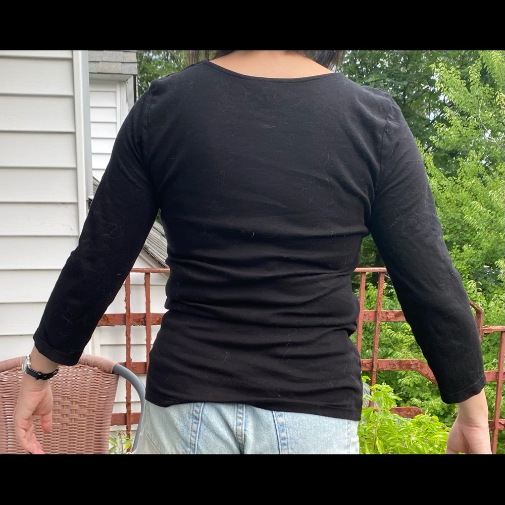 Three Dots black twist top 3/4 sleeve - Picture 5 of 8
